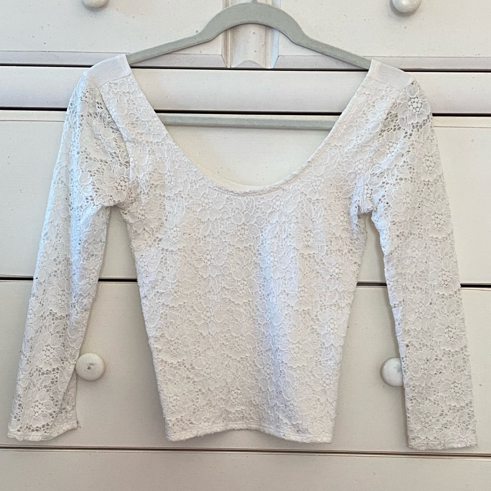 Long Sleeve White Crop Top